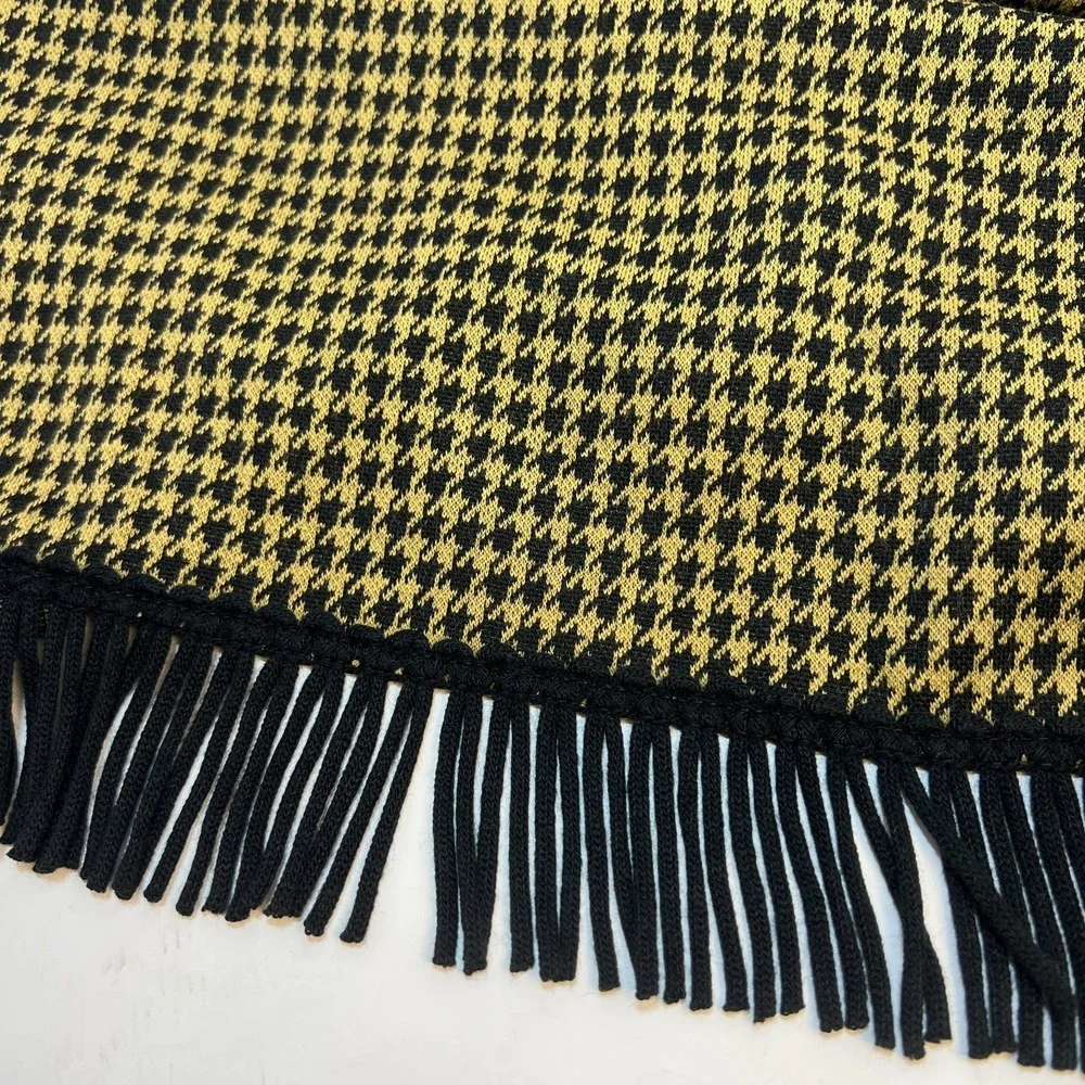 NWT Nina Leonard Houndstooth Skirt With‎ Black Fringe Size Medium Ankle Length